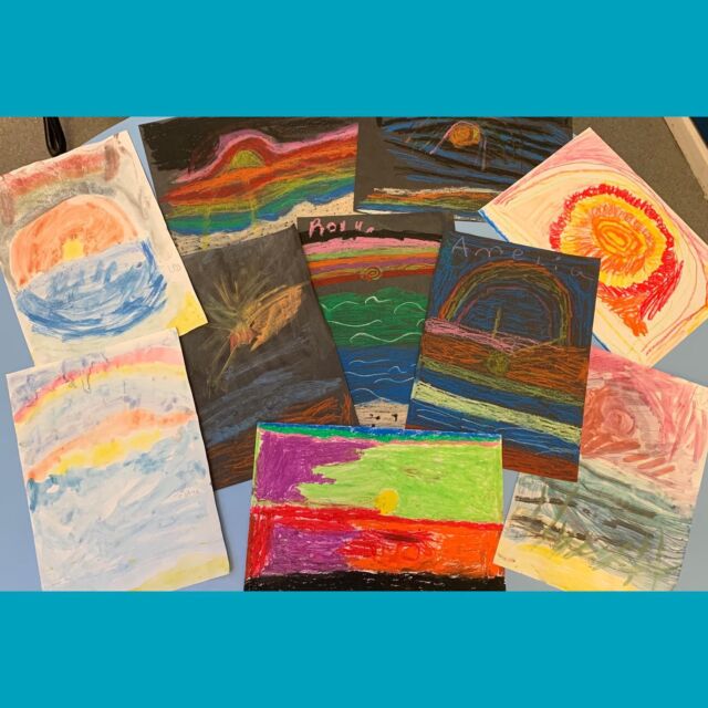 Each class are creating an A0 size collage on the theme of positivity using pictures of sunshine as inspiration. Year 2 started the process today and have used pastels to create some beautiful pictures of sunshine. ☀️☀️☀️