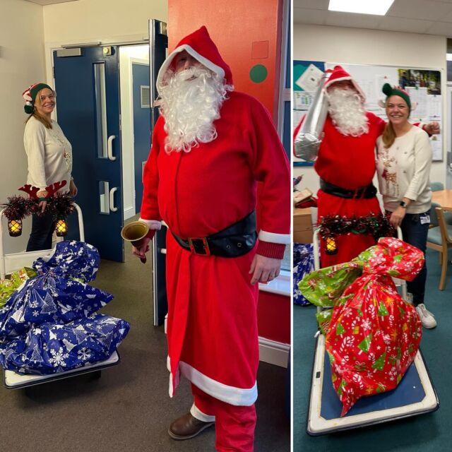 A visit from Santa and a very helpful elf (who made sure he had everything he needed 🙏) today delivering a present for each class 🎅